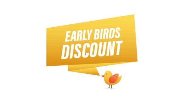 Early Bird Venda de desconto especial. Oferta de desconto preço sinal. Modelo de promoção moderna. Gráficos de movimento — Vídeo de Stock