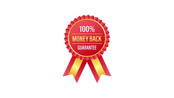 Geld terug garantie. Lint spandoek. Verkoop label. Verkoop banner badge. Bewegingsgrafiek — Stockvideo