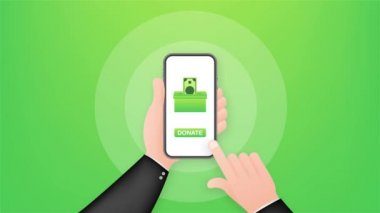 Sadaka, bağış konsepti. Kutu işi ve finans ile para bağışla. Hareket grafikleri.