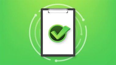 Liste simgesi olan pano. Web için kontrol listesi simgesine sahip pano. Hareket grafikleri