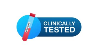 Klinik olarak test edildi. Laboratuvar test işareti. İşaretleme ve laboratuvar şişesi. Hareket grafikleri