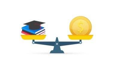 Ampul fikri ve terazide para. Hareket grafikleri