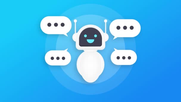 机器人图标。Bot标志设计。Chatbot符号概念。语音支持服务机器人。在线支持机器人。运动图形 — 图库视频影像