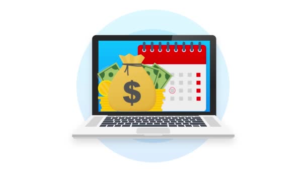 Belastingdag. Concept van Betalingsdatum of Payday lening als een kalender met geld. Bewegingsgrafiek — Stockvideo