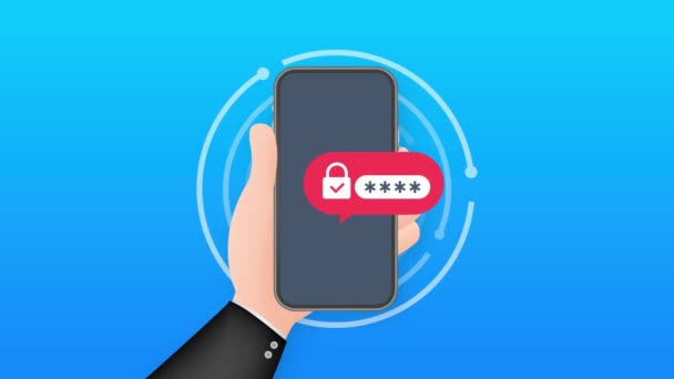 Two step authentication illustration, flat cartoon smartphone and computer safety login or signin. Motion graphics — Stock Video