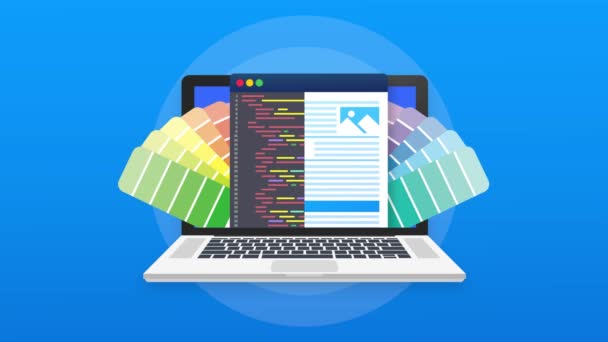 Веб-дизайн иллюстрации. Концепция создания веб-сайтов, дизайн баннеров для UI, UX дизайн и веб-дизайн. — стоковое видео
