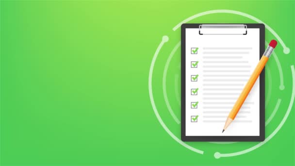 Clipboard with checklist icon. Clipboard with checklist icon for web. Motion graphics — Stock Video