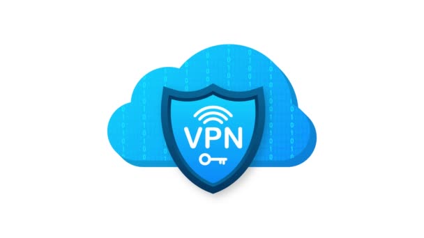 Conceito de conexão VPN segura. Visão geral da conectividade de rede privada virtual. Gráficos de movimento — Vídeo de Stock