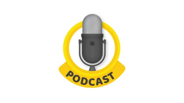 Podcast. Odznaka, logo ikony. Grafika ruchowa — Wideo stockowe