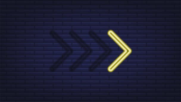 Template with yellow arrow neon on blue background. Motion graphics — Stock Video