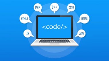 Dijital Java kod metni. Bilgisayar yazılım kodlaması. Hareket grafikleri