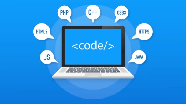 Texto digital de java code. Codificación de software informático. Gráficos en movimiento — Vídeo de stock