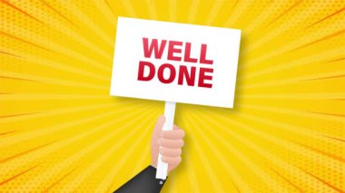 Pankart tasarımı için el ele tutuşma afişi olan bir çizgi film afişi. Hareket grafikleri