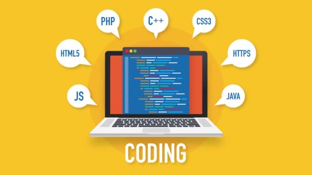 Texto digital de java code. Codificación de software informático. Gráficos en movimiento — Vídeo de stock