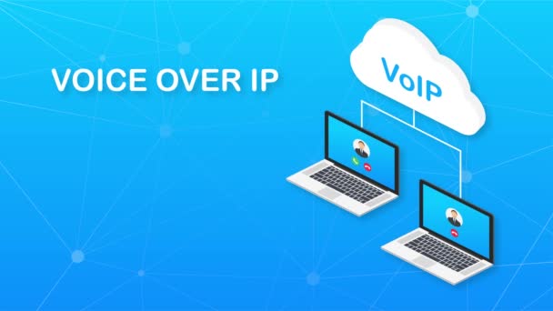 VoIP-Technologie, Voice over IP. Banner mit Internetaufrufen. Bewegungsgrafik — Stockvideo