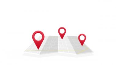 Şehir haritasında GPS navigatör işaretçisi, bir yerden diğerine.