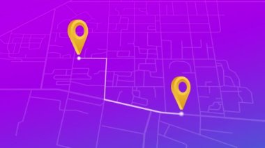 Şehir haritasında GPS navigatör işaretçisi, bir yerden diğerine.