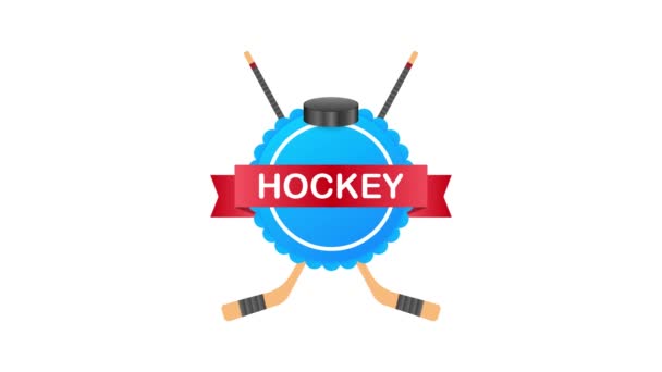 Eishockey-Puck und Stöcke. Sport-Symbol. Bewegungsgrafik — Stockvideo