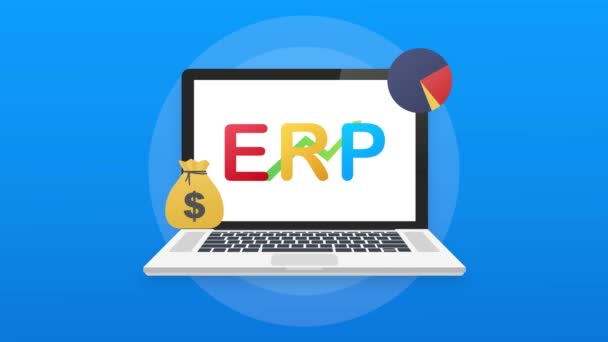 ERP, pianificazione delle risorse aziendali. Produttività e miglioramento. Grafica del movimento — Video Stock