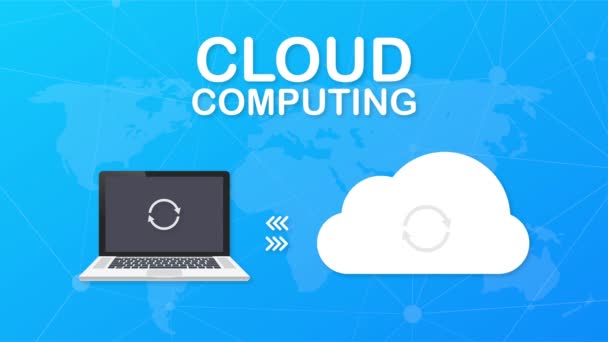 Concetto di cloud hosting con computer, smartphone e tablet, tecnologia cloud computing. Grafica del movimento — Video Stock