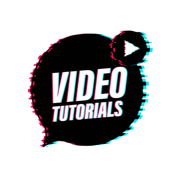 Video tutoriales. Botón de fallo, icono, etiqueta del emblema. Ilustración vectorial. — Vector de stock