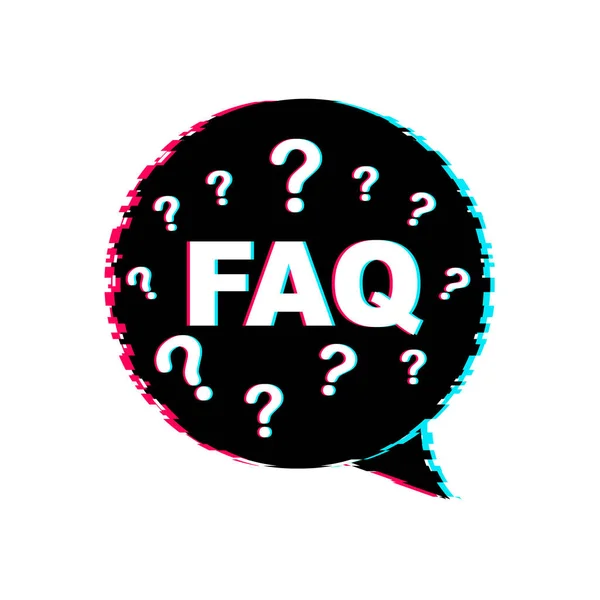 Foire aux questions FAQ bannière. Icône scintillante. Ordinateur avec icônes de question. Illustration vectorielle. — Image vectorielle