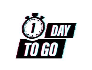 1 gün kaldı. Arıza stili simgesi. Vektör tipografik tasarımı. Vektör stok illüstrasyonu.