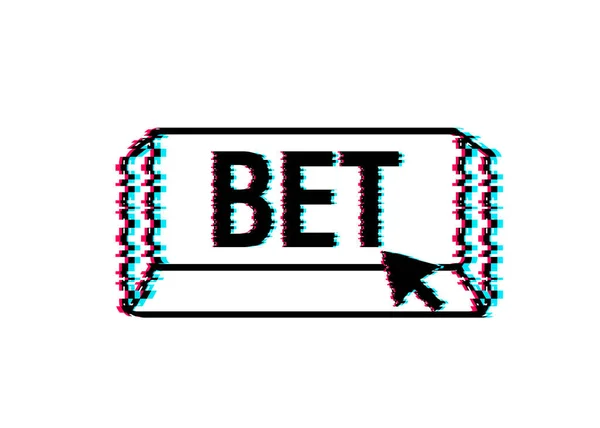 Apuesta glitch button.Arrow, icono del cursor. Haga clic en mano. Apuestas en línea. Ilustración de stock vectorial. — Vector de stock