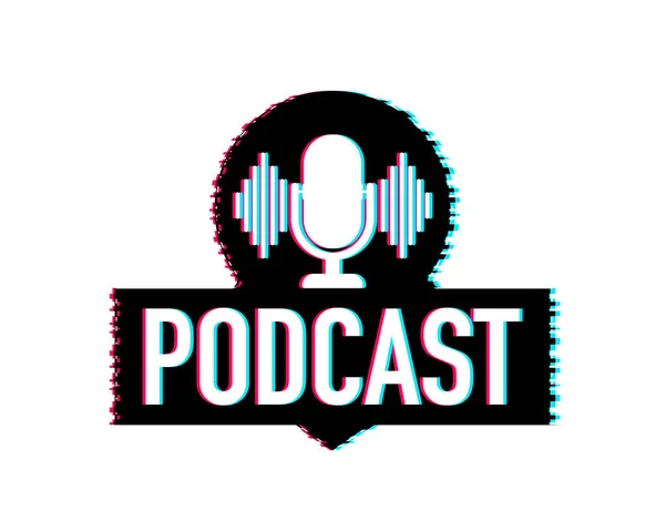 Podcast hata simgesi. Rozet, simge, pul, logo. Vektör stok illüstrasyonu. — Stok Vektör