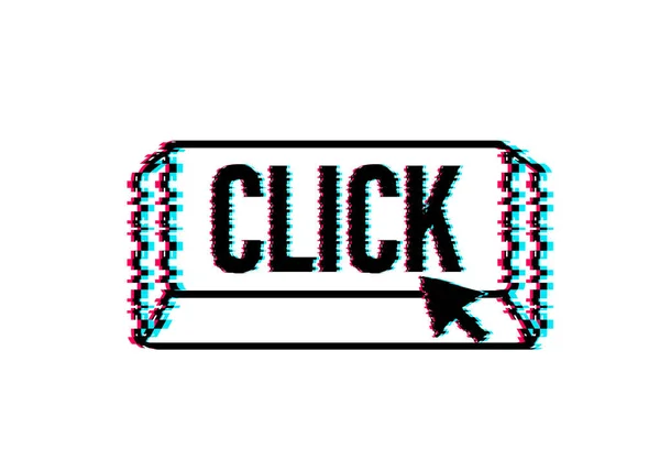 Click button with hand pointer clicking. Glitch icon. Vector stock illustration. — Stock Vector