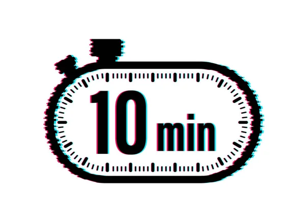 De 10 minuten, stopwatch vector icoon. Glitch pictogram. Stopwatch icoon in platte stijl, timer. Vectorillustratie. — Stockvector