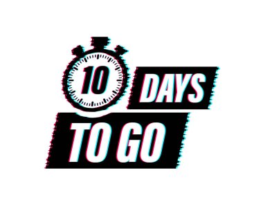 6 gün kaldı. Arıza stili simgesi. Vektör tipografik tasarımı. Vektör stok illüstrasyonu.