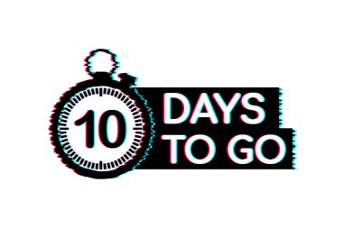 10 gün kaldı. Arıza stili simgesi. Vektör tipografik tasarımı. Vektör stok illüstrasyonu.