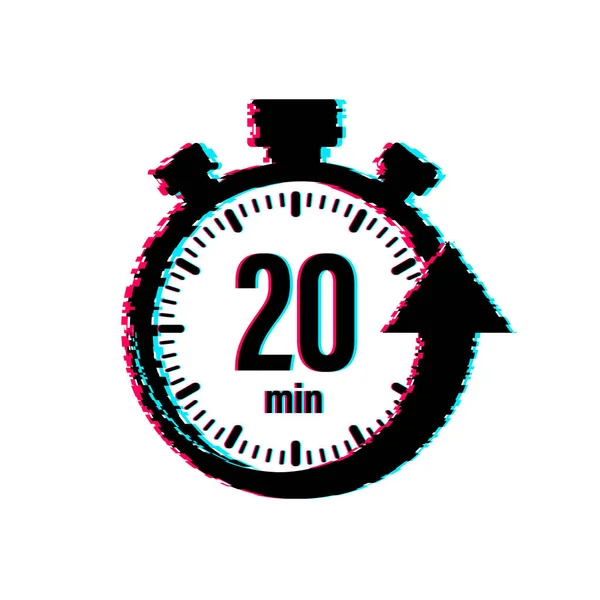 Os 20 minutos, ícone de falha vetorial cronômetro. Ícone de cronômetro em estilo plano, temporizador no fundo de cor. Ilustração vetorial. — Vetor de Stock