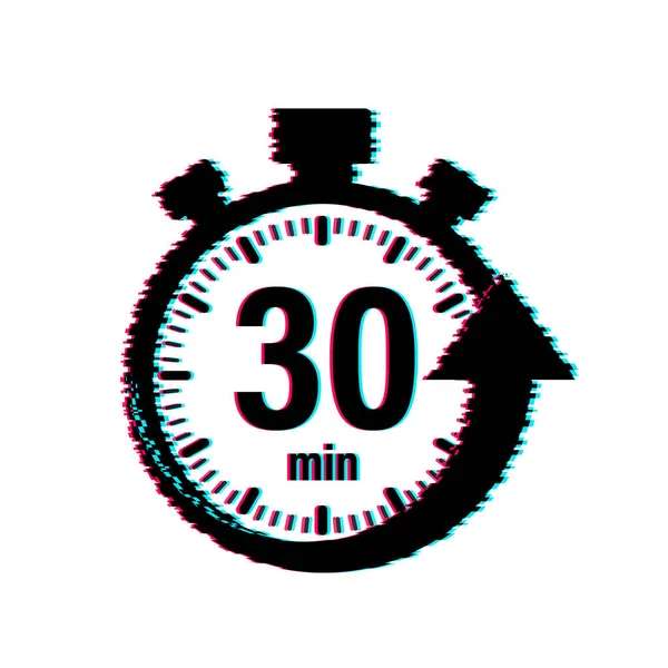 Los 30 minutos, icono de vectores de cronómetro. Icono de fallo técnico. Cronómetro icono en estilo plano, temporizador. Ilustración vectorial. — Vector de stock