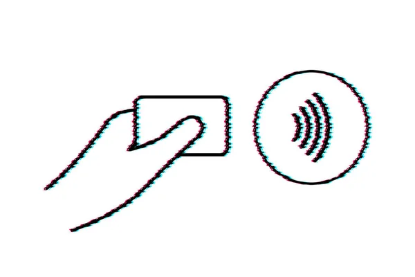 Logo de signe de paiement sans contact sans fil. Icône scintillante. Technologie NFC. Illustration vectorielle. — Image vectorielle