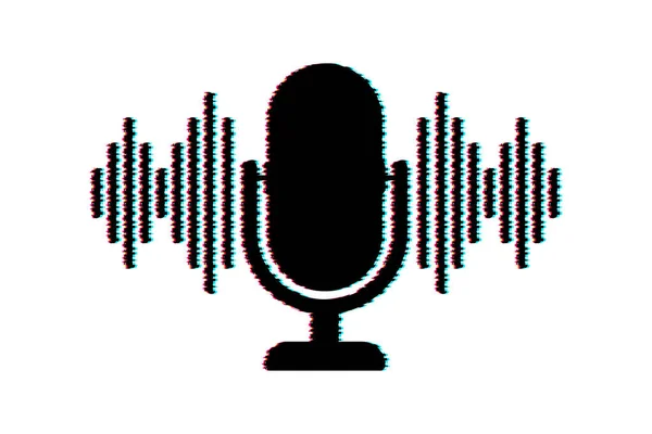 Podcast glitch ikon. Bricka, ikon, stämpel, logotyp. Illustration av vektorbeståndet. — Stock vektor