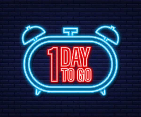 1 gün kaldı. Neon tarzı ikon. Vektör tipografik tasarımı. Vektör stok illüstrasyonu.