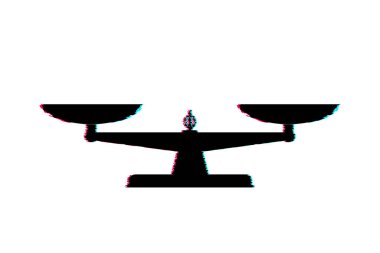 Ölçek simgesi. Arıza simgesi. Terazi, beyaz arka planda izole edilmiş. Vektör illüstrasyonu.