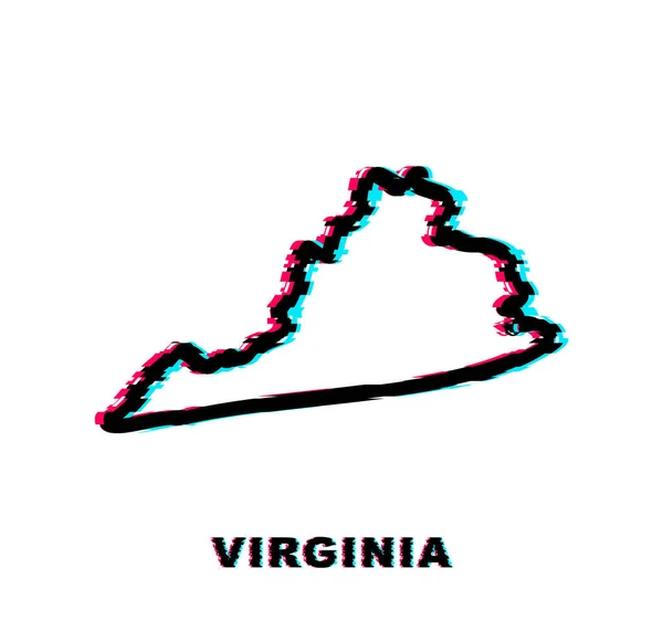 Glitch icoon kaart van de staat Virginia uit de Verenigde Staten van Amerika. Vectorillustratie. — Stockvector