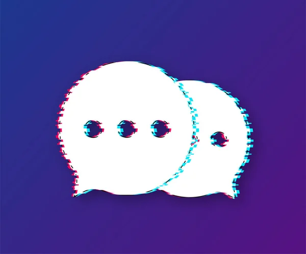 Chat Message Bubbles Glitch-Symbol auf weißem Hintergrund. Vektoraktiendarstellung. — Stockvektor
