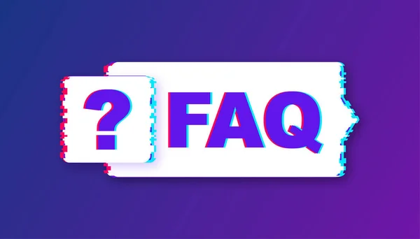 Häufig gestellte Fragen FAQ Banner. Fehlanzeige. Computer mit Fragensymbolen. Vektorillustration. — Stockvektor