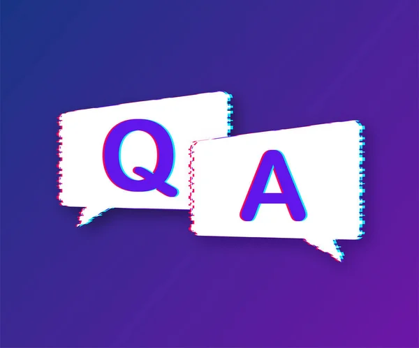 Question and Answer banner. Glitch icon. Megaphone banner. Web design. Vector stock illustration. — Stock Vector