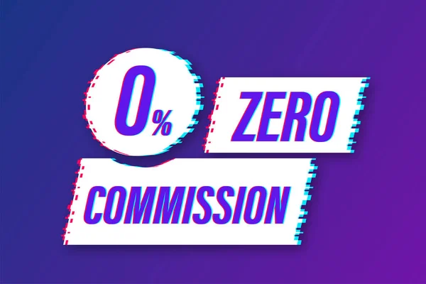 Icona zero commissione glitch. Elemento di design. Offerta limitata rossa. Distintivo dell'offerta speciale. Illustrazione dello stock vettoriale. — Vettoriale Stock