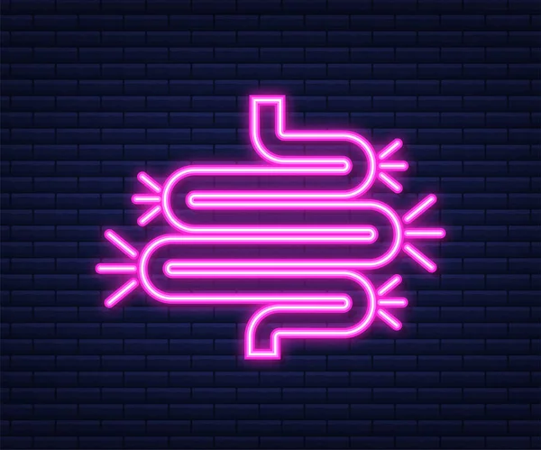 Colitis voor medisch ontwerp. Gastro-enterologie. Gut constipatie pictogram ontwerp. Gezondheidszorg. Neon stijl. Vectorillustratie. — Stockvector