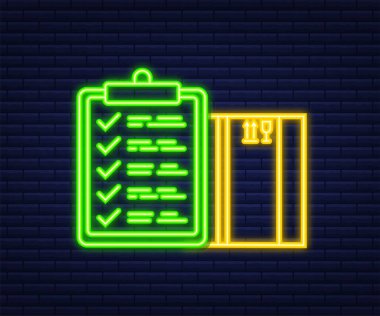 Teslimat Sitesi Afişi. Teslimat servisi uygulaması. Neon simgesi. Düz biçim vektör illüstrasyonu.