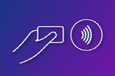 Bağlantısız kablosuz ödeme işareti logosu. Arıza simgesi. NFC teknolojisi. Vektör stok illüstrasyonu.