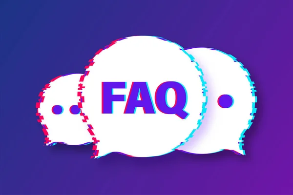 Häufig gestellte Fragen FAQ Banner. Fehlanzeige. Computer mit Fragensymbolen. Vektorillustration. — Stockvektor