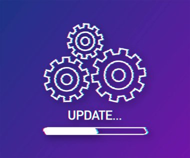 Sistem yazılımı güncellemesi veya güncellemesi. Yeni güncelleme, Arıza simgesi. Vektör illüstrasyonu.