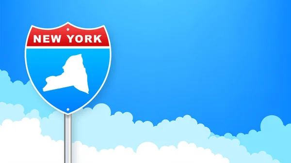 Mapa de Nueva York delinear la señal de tráfico. Ilustración vectorial. — Vector de stock